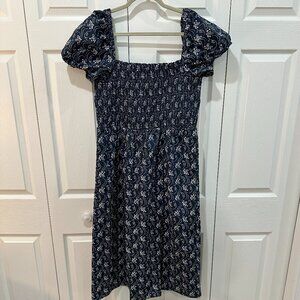 J. Crew Womens Blue & White Short Sleeve Midi Dress